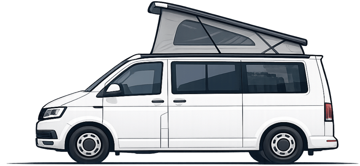 Pop top campervan side profile illustration