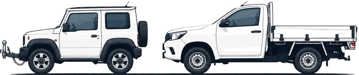 Tow vehicle side profile illustration